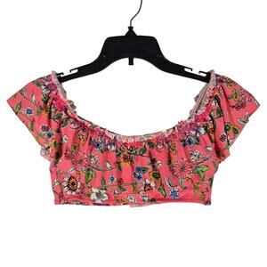 Vera Bradley Pink Floral Ruffled Bikini Top Womens size S 4/6